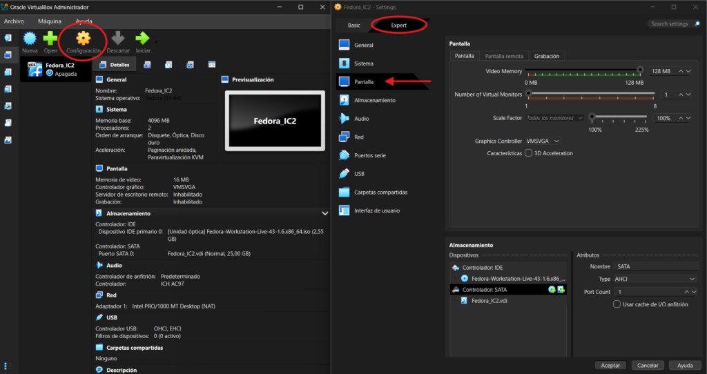 Configuración previa a instalar Fedora