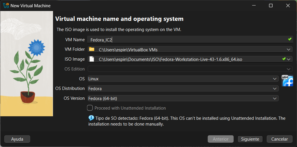 asistente de creación con los campos rellenos