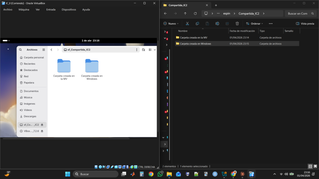 archivo creado en Fedora visible en Windows Explorer