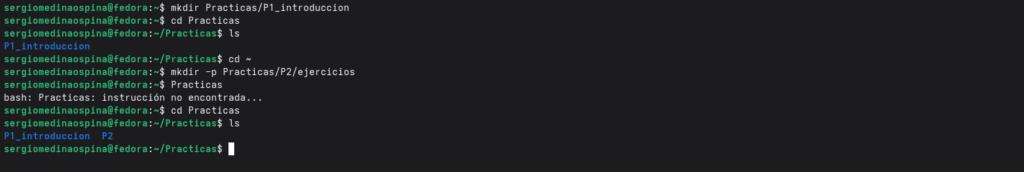 mkdir creando la estructura de carpetas para IC2