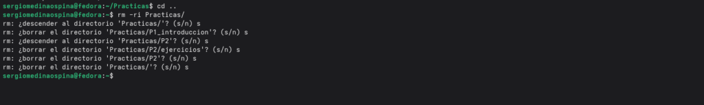 rm -i pidiendo confirmación antes de borrar