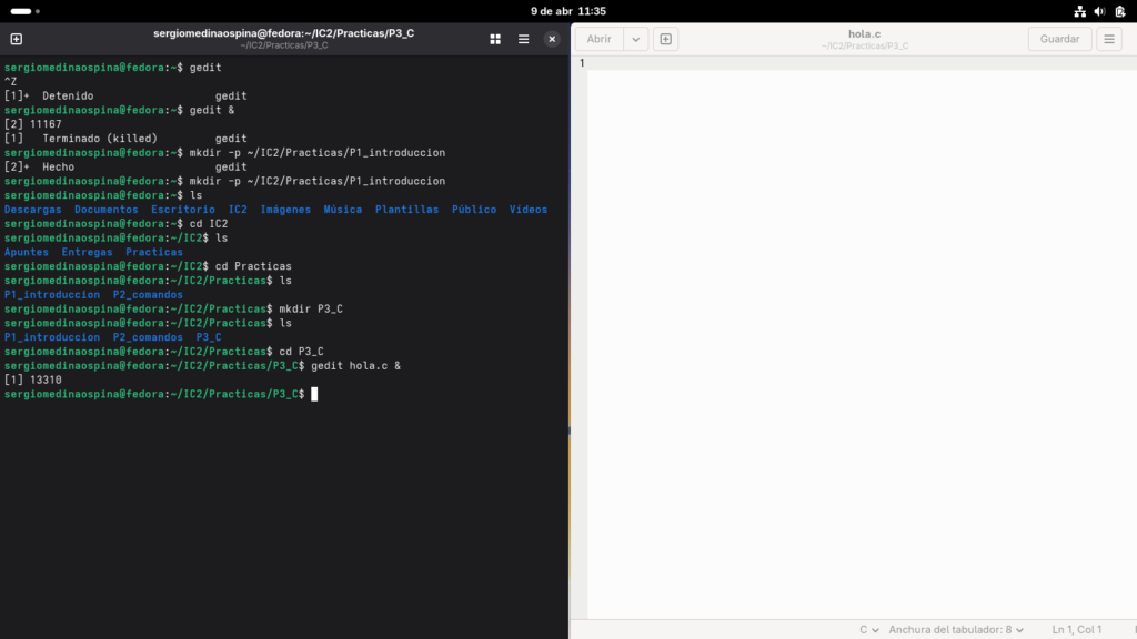 instalar gedit Fedora y compilar con gcc