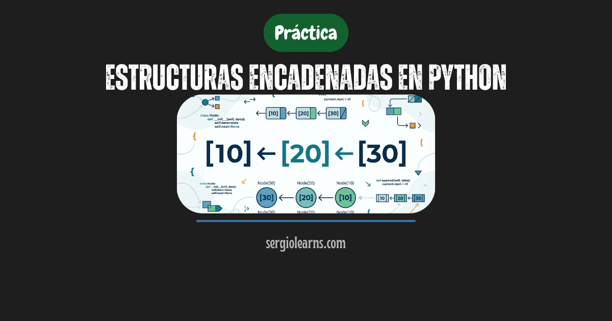 LinkedList en Python práctica invertir ordenar buscar diagramas