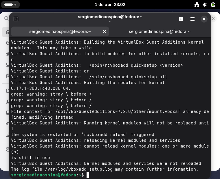 instalación de Guest Additions en progreso