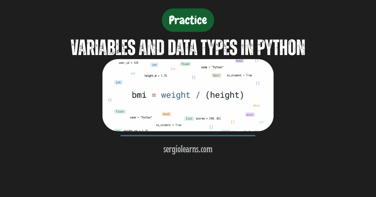variables and data types in Python practice