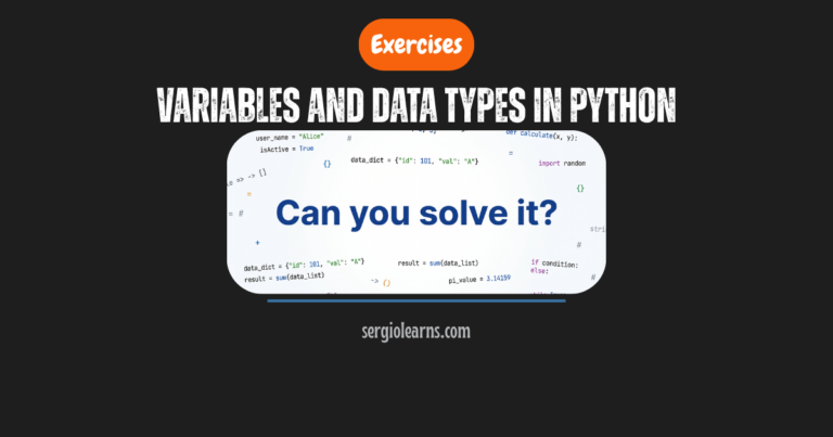 variables and data types in Python exercises solutions cheat sheet