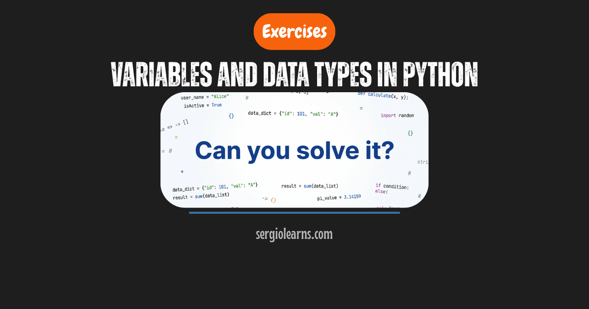 variables and data types in Python exercises solutions cheat sheet
