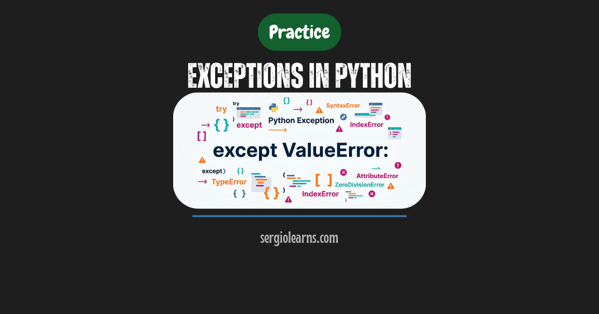Python exceptions practice try except raise custom programs FP2