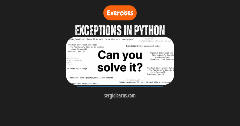 Python exceptions exercises solutions cheat sheet try except raise