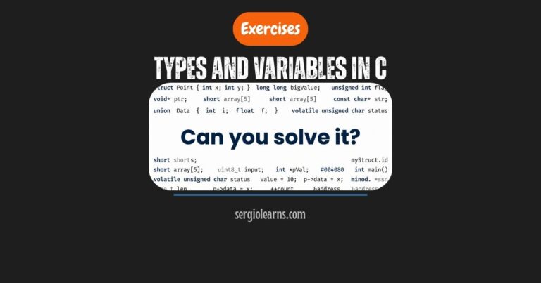 types and variables in C exercises printf scanf solutions cheat sheet