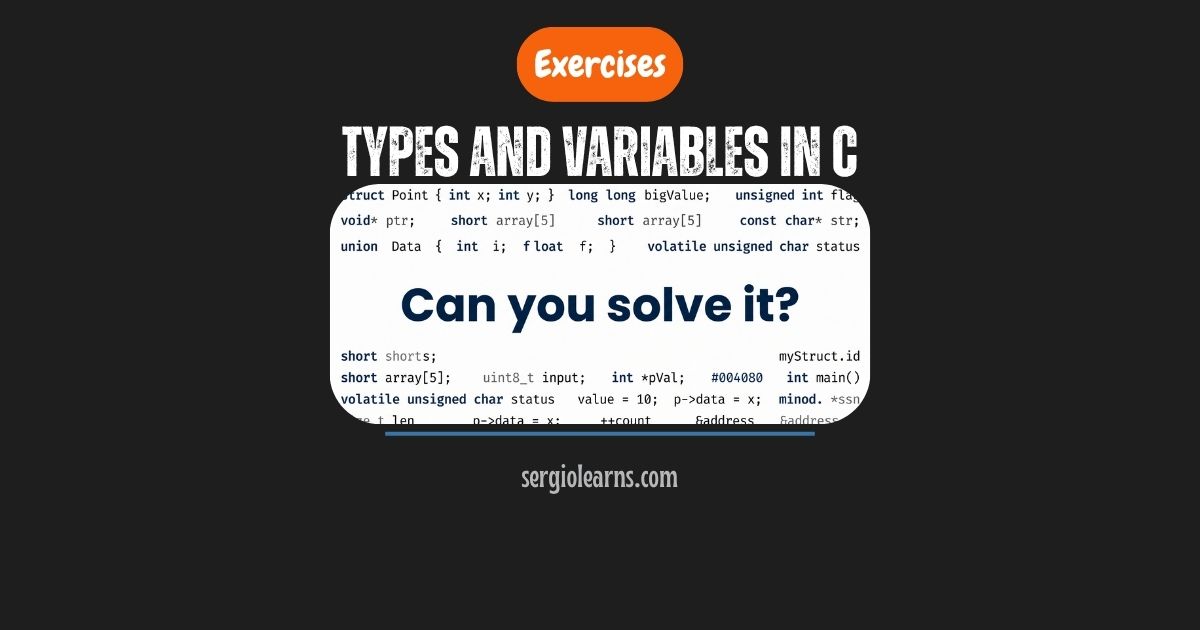 types and variables in C exercises printf scanf solutions cheat sheet