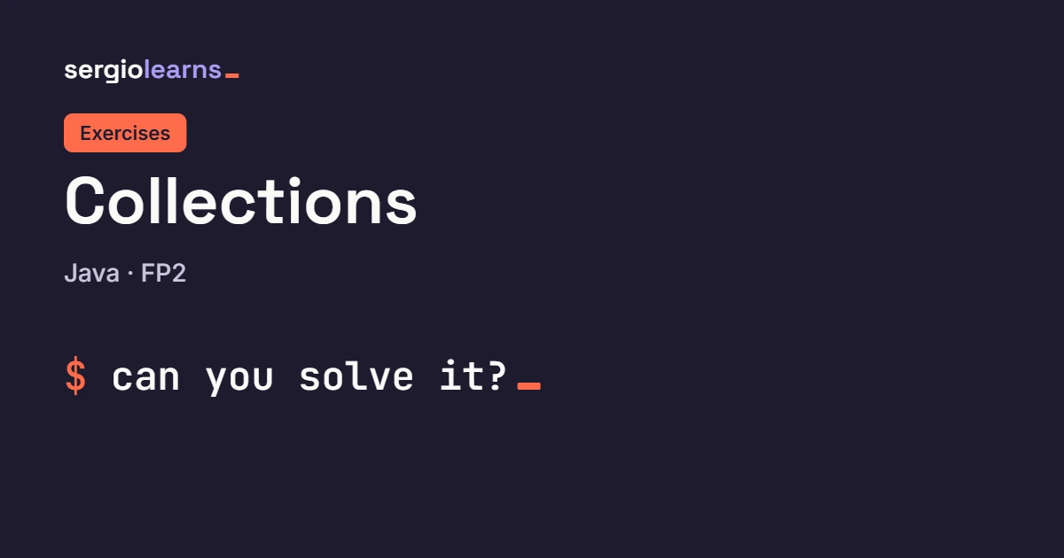 Cover of the exercises article on Java collections