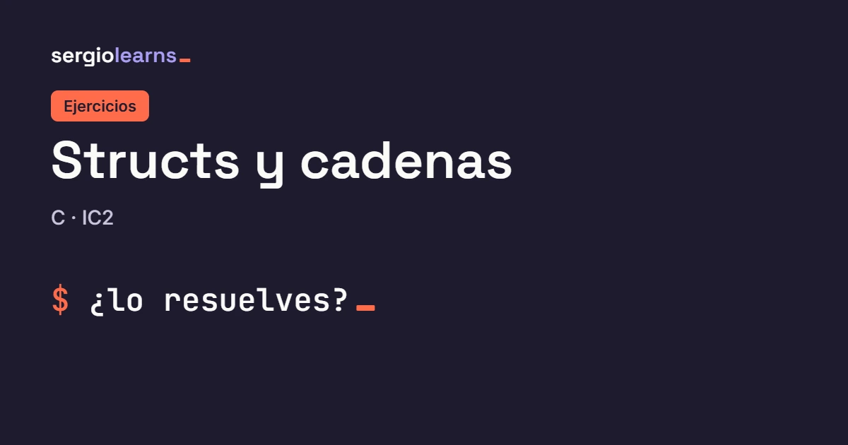 Portada de los ejercicios de structs y cadenas en C